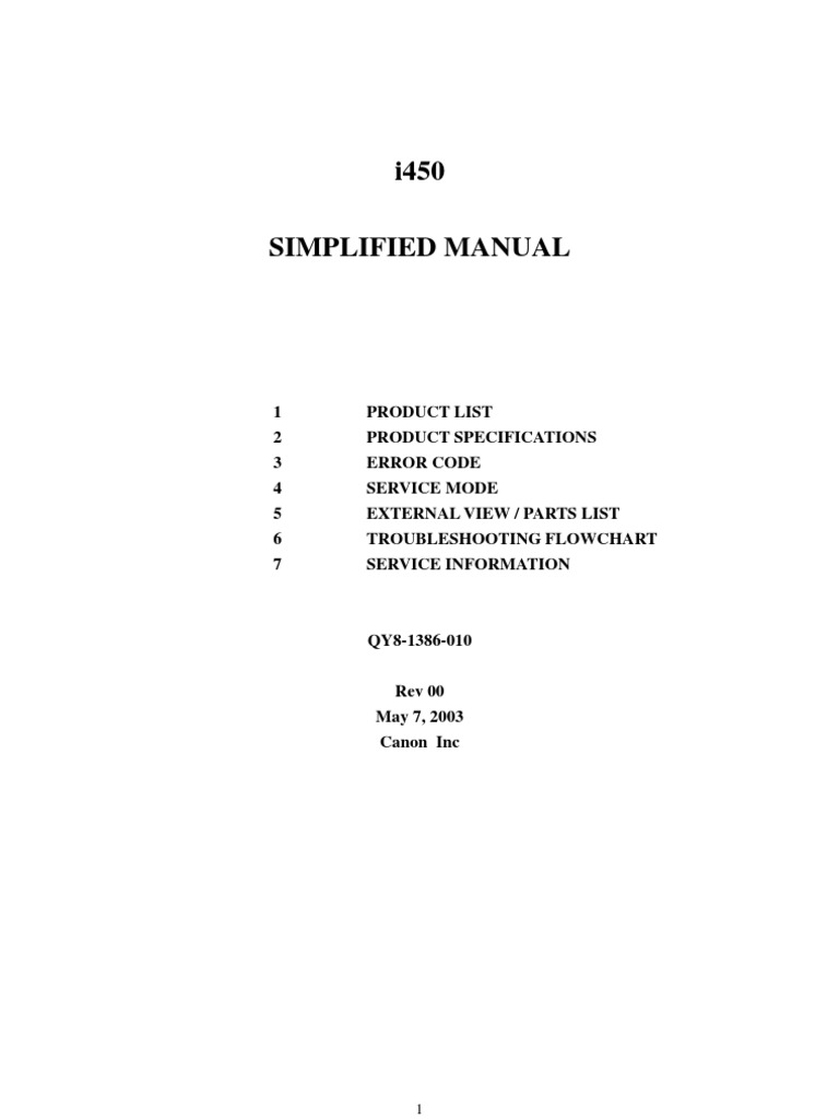 CANON I450 MANUAL PDF